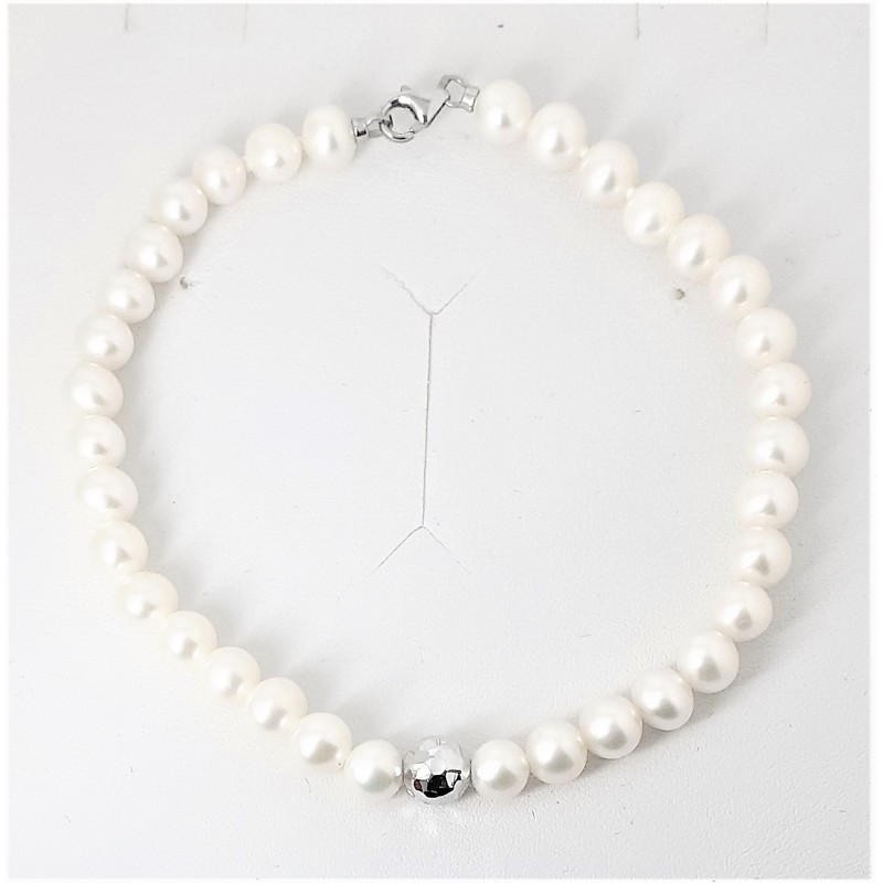 Bracciale donna in perle con sfera in oro bianco MIKIKO MB0980O4FCBI050-19