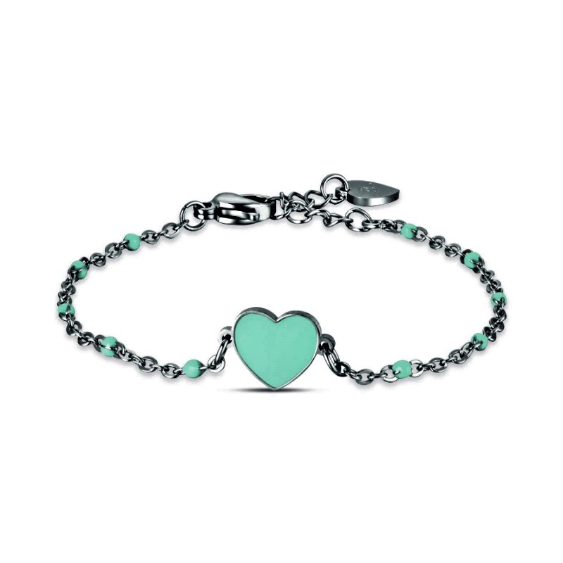 Bracciale da bimba con cuore smaltato turchese Luca Barra JB130