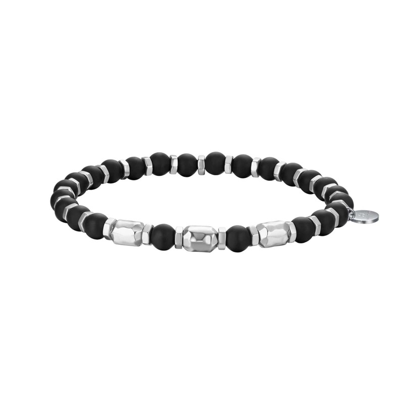 Bracciale uomo elastico con pietre nere Luca Barra BA1449
