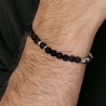 Bracciale uomo elastico con pietre nere Luca Barra BA1449