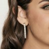 Orecchini Donna Barra OK1187 Pendenti In Acciaio Dorato Con Cristalli Baguette