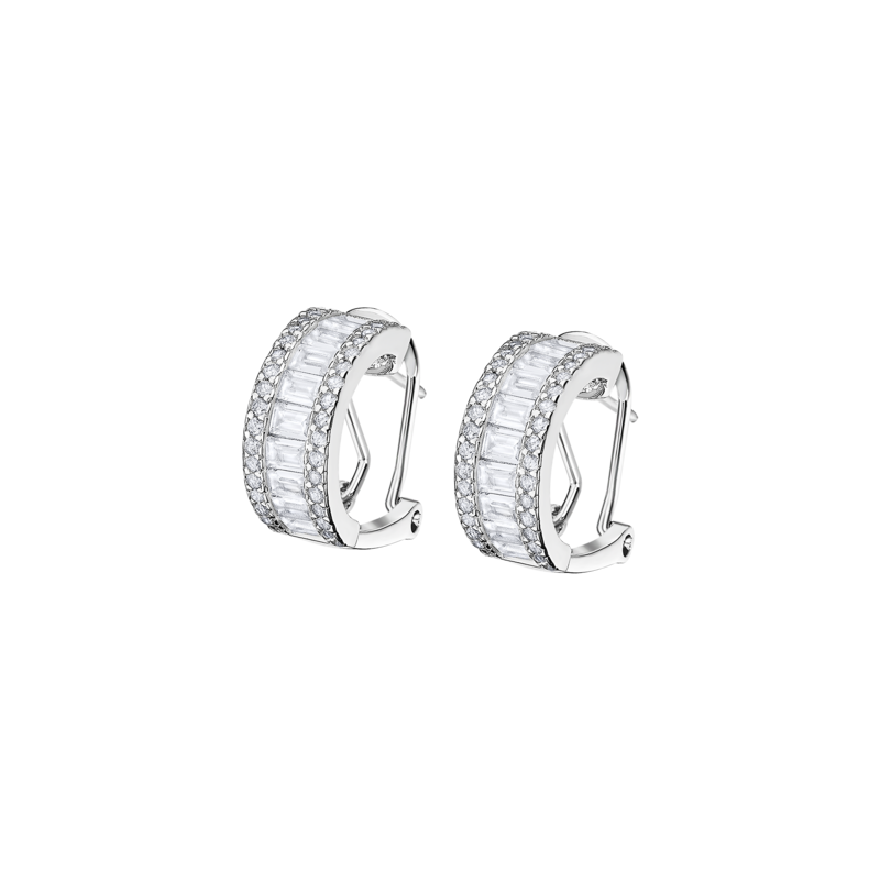 Orecchini Donna Lotus Silver LP3320-4/1In Argento Mezzo Cerchio Con Zirconi