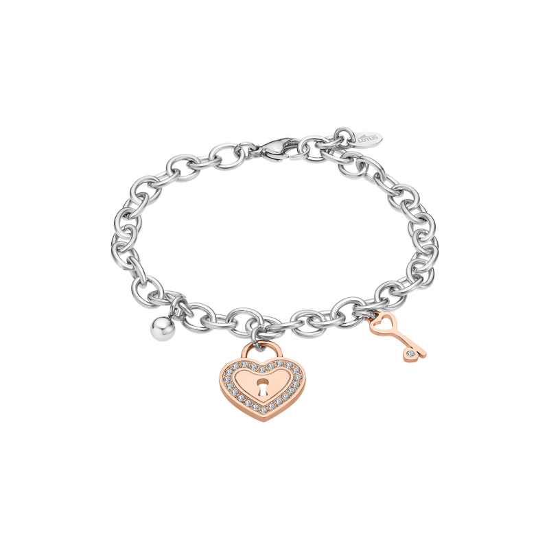 Bracciale donna con cuore e chiave rosè Lotus Style LS2188/2/2