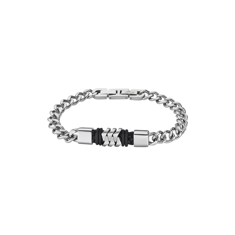 Bracciale uomo in acciaio con centrale in cuoio Lotus Style LS2104/2/2