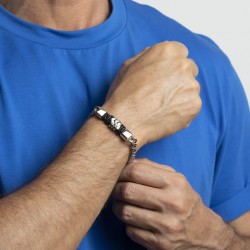 Bracciale uomo in acciaio con centrale in cuoio Lotus Style LS2104/2/2