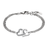 Bracciale Donna Lotus Style Con Centrale Doppio Cuore e Strass LS1912/2/1