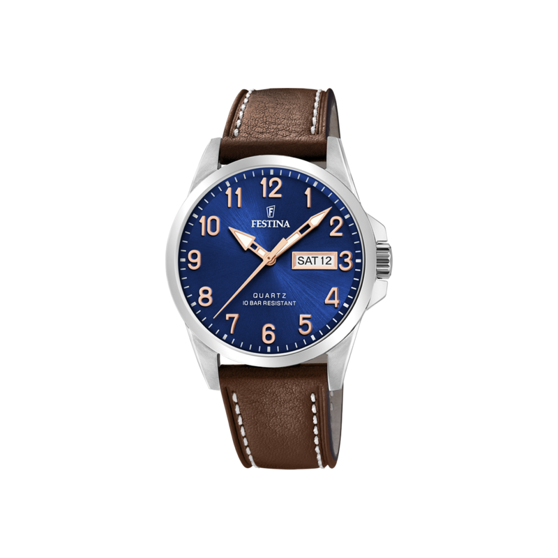 Orologio Uomo Festina F20358/B Solo Tempo Con Cinturino In Pelle Marrone