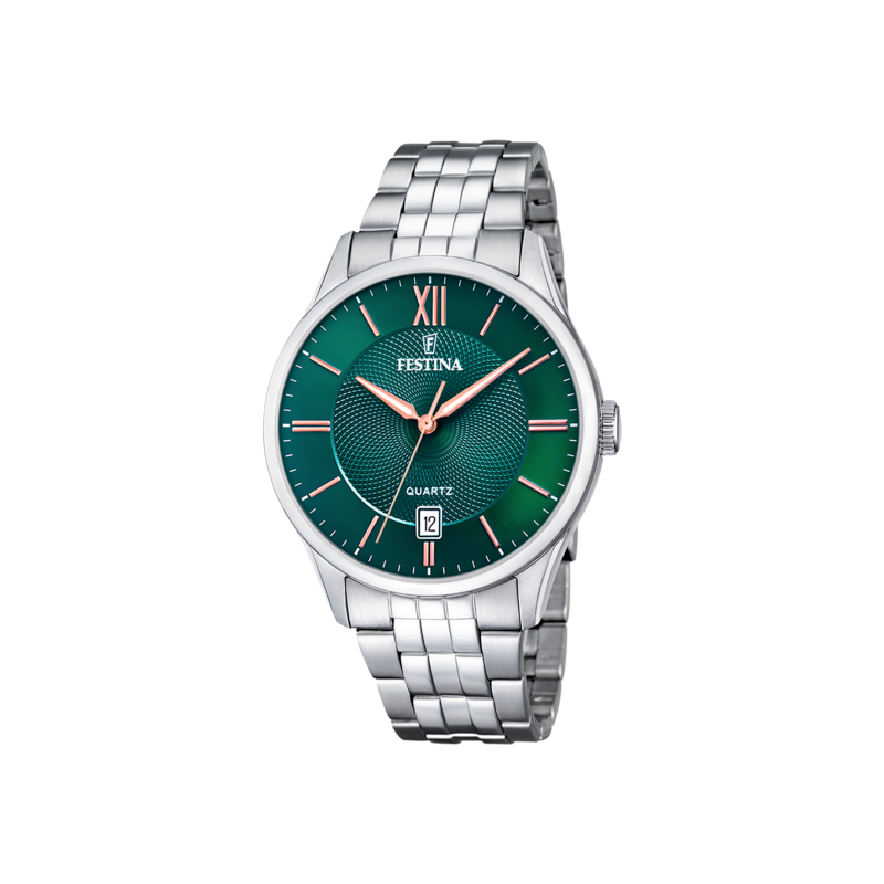 Orologio Uomo Festina Solo Tempo F20425/7 In Acciaio Con Quadrante Verde