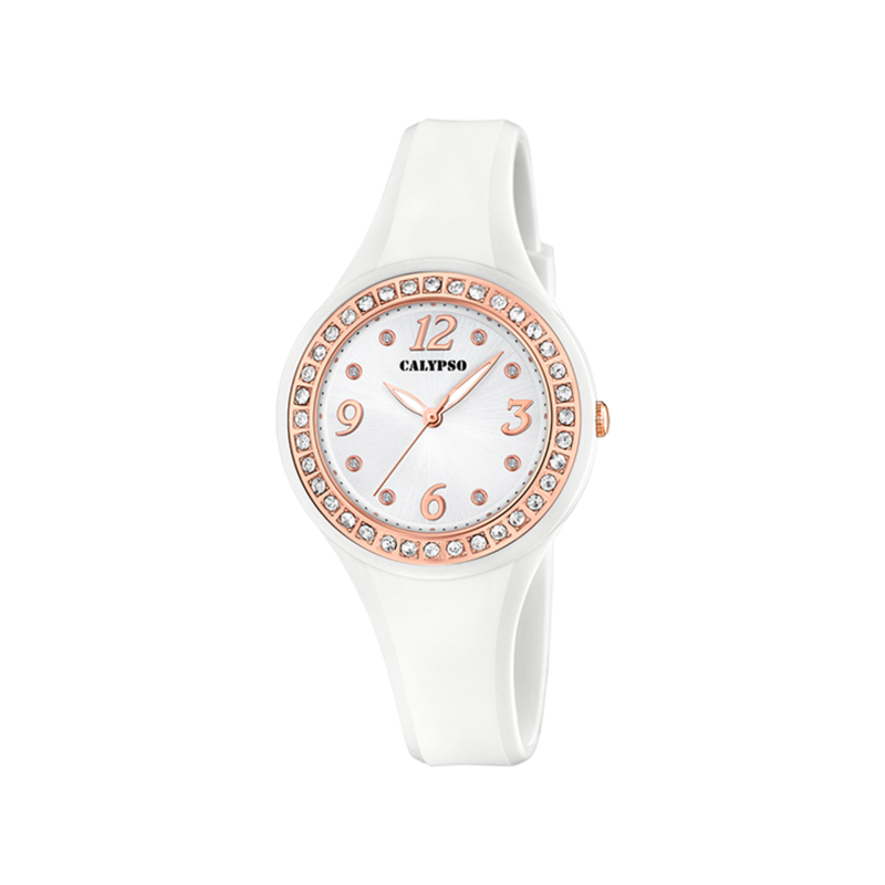 Orologio Donna Ragazza Calypso K5567/B Solo Tempo Con Cinturino Bianco