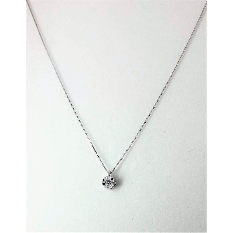 Collana Donna P.G. Gioielli CIOMIR/2 In Oro Bianco Con Punto Luce Con Diamante