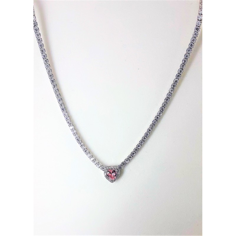 Collana tennis con cuore centrale Gioia Argento 925 CCL65 R