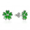 Orecchini a forma di fiore con smalto verde Trova Gioielli 6495-VE