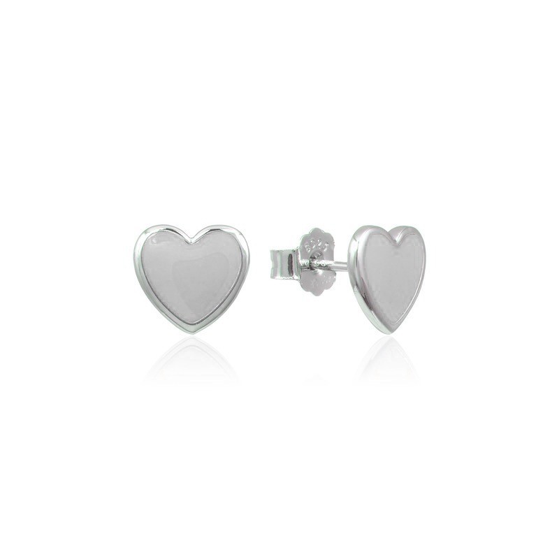 Orecchini Donna Trova Gioielli 6496-W A Cuore Con Smalto Bianco