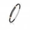 Bracciale uomo in cuoio nero e acciaio ARKANO BRP002NN