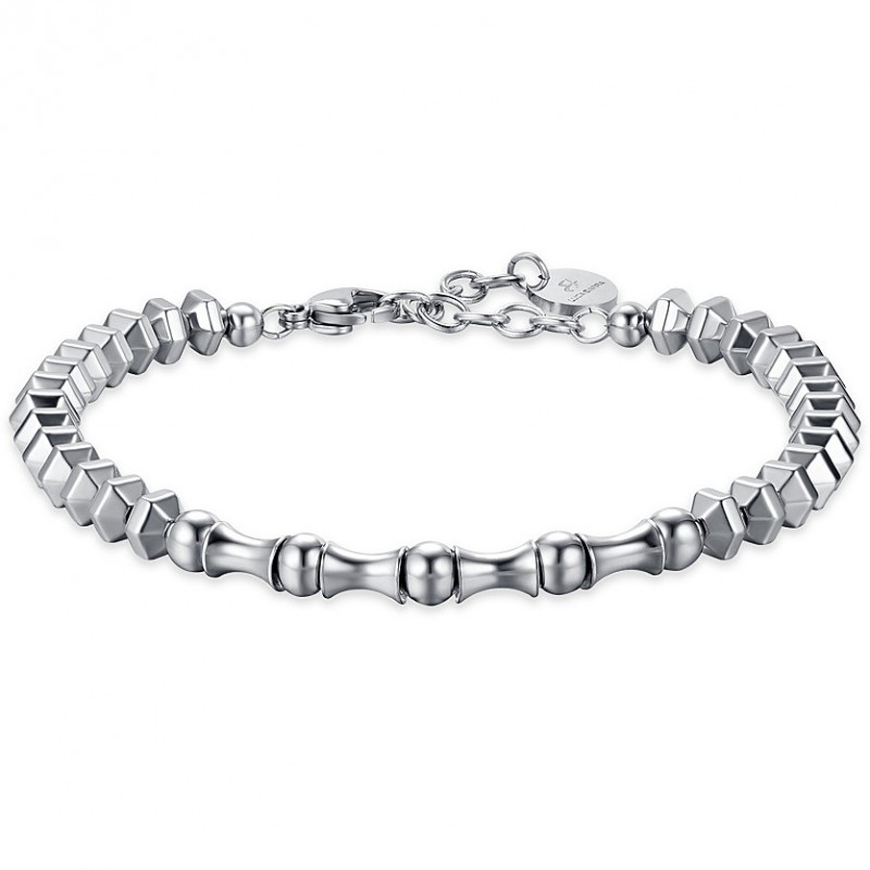 Bracciale uomo in acciaio con elementi esagonali Luca Barra BA1472