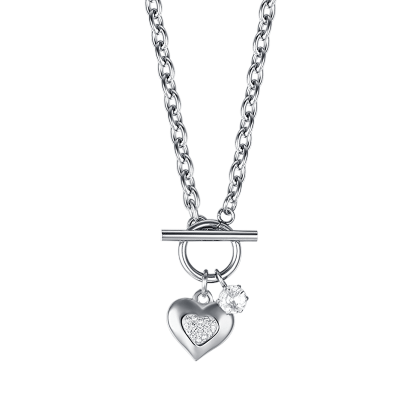 Collana donna in acciaio con cuore e punto luce Luca Barra CK1759