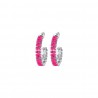 Orecchini in acciaio a cerchio con cristalli fucsia Luca Barra OK1205