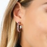Orecchini in acciaio a cerchio con cristalli fucsia Luca Barra OK1205