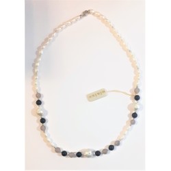 Collana Donna MIKIKO MC7133A4AGATAGRIGI Con Perle E Agata Grigia
