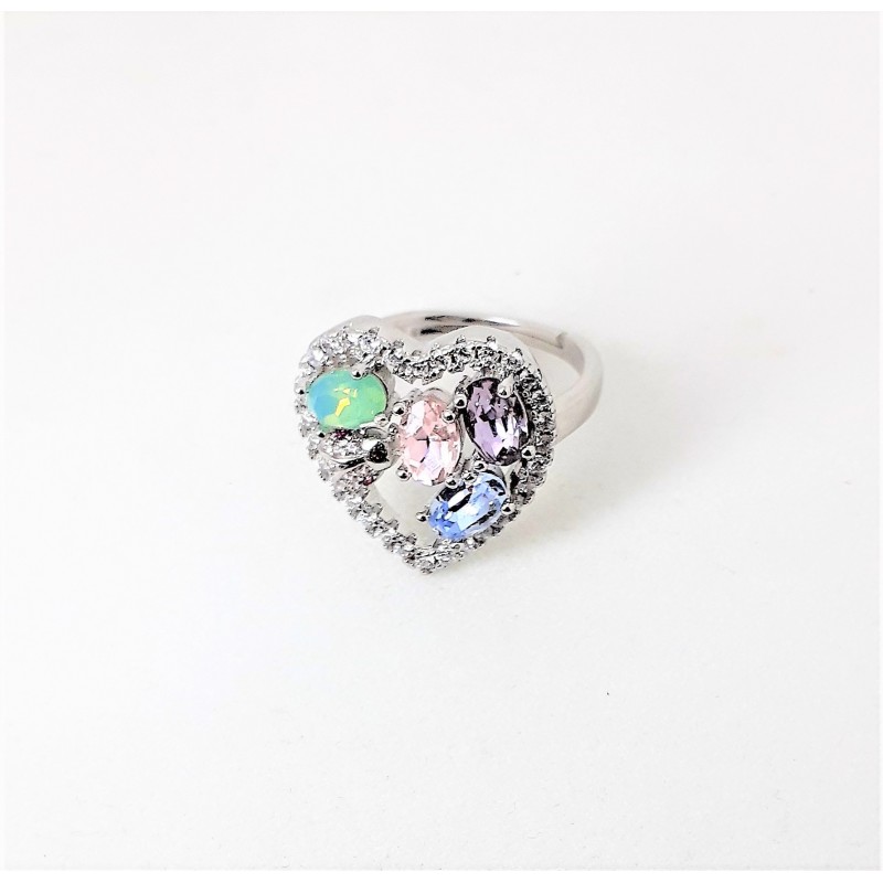 Anello a forma di cuore con pietre multicolore Trova Gioielli 7567