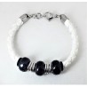Bracciale in cuoio bianco con pietre nere Manuel Zed L2143_0004
