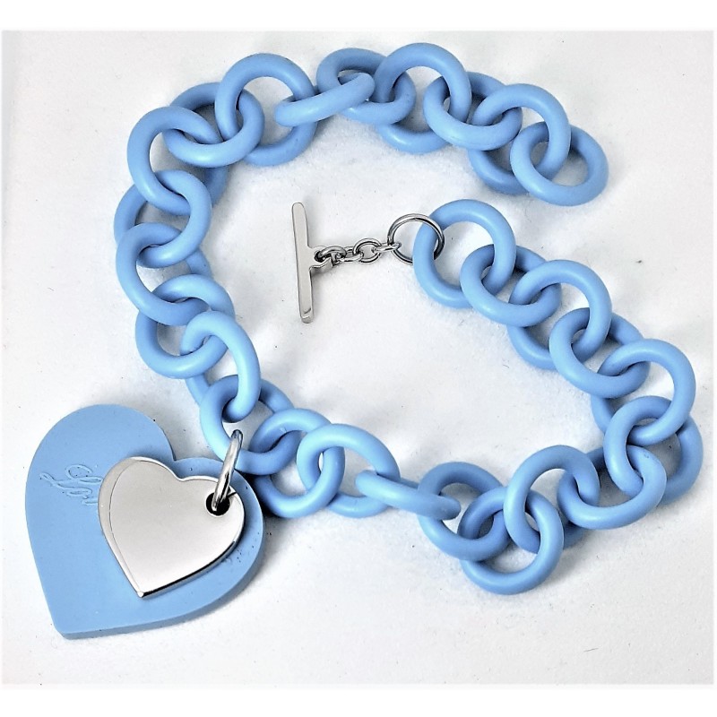 Bracciale in gomma turchese con cuore Manuel Zed H2357_0100