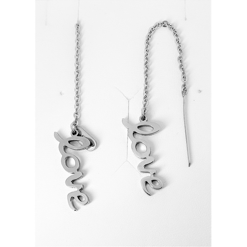 Orecchini in acciaio pendenti con scritta love Manuel Zed R2160_0000