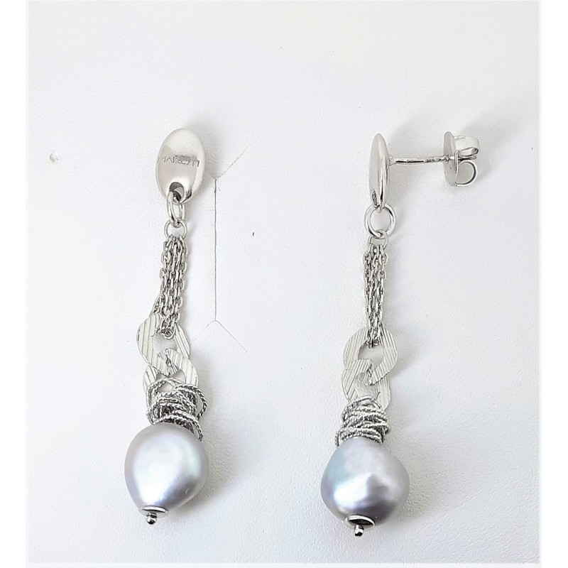 Orecchini pendenti in argento con perle grigie MAKUTI R6112_9400