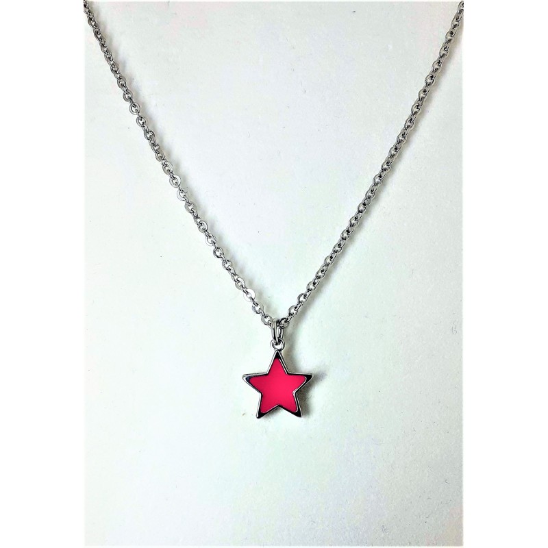 Collana donna in acciaio con stella fucsia Manuel Zed Q2372_0200