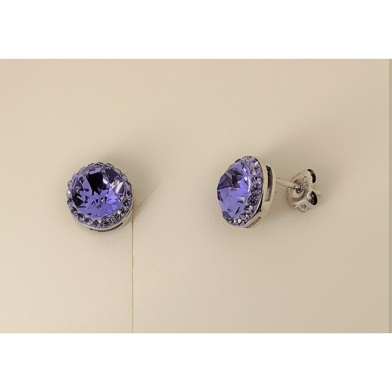 Orecchini a bottone in argento con cristalli viola Zoppini R1623_0944