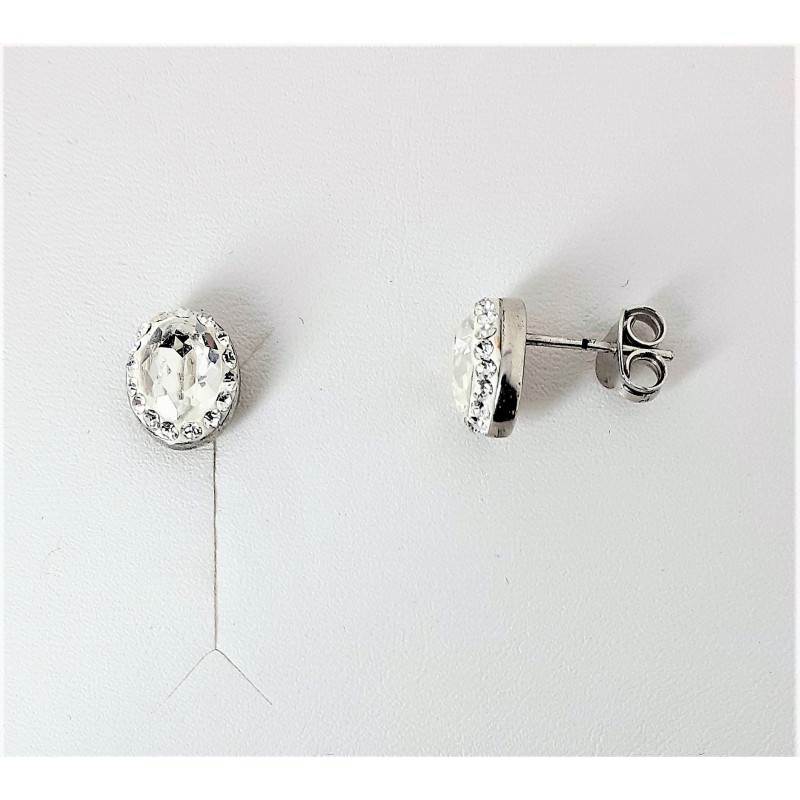 Orecchini a lobo in argento con cristalli bianchi Zoppini R1623_0444