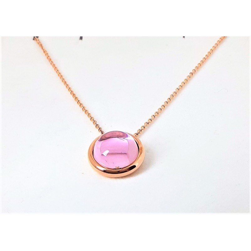 Collana donna in acciaio rosé con pietra rosa Zoppini Q1047_0007
