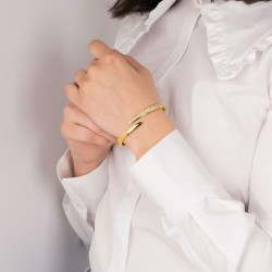 Bracciale Donna Lotus Style Rigido in Acciaio Dorato Con Strass LS1845/2/2