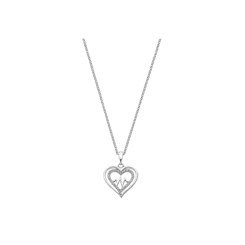 Collana Donna Lotus Silver con Pendente Cuore e Zirconi LP3043-1/1