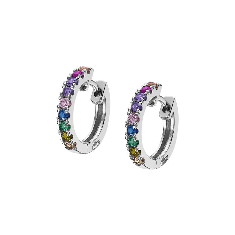 Orecchini Donna Lotus Silver LP1993-4/1 A Cerchio Con Zirconi Multicolore