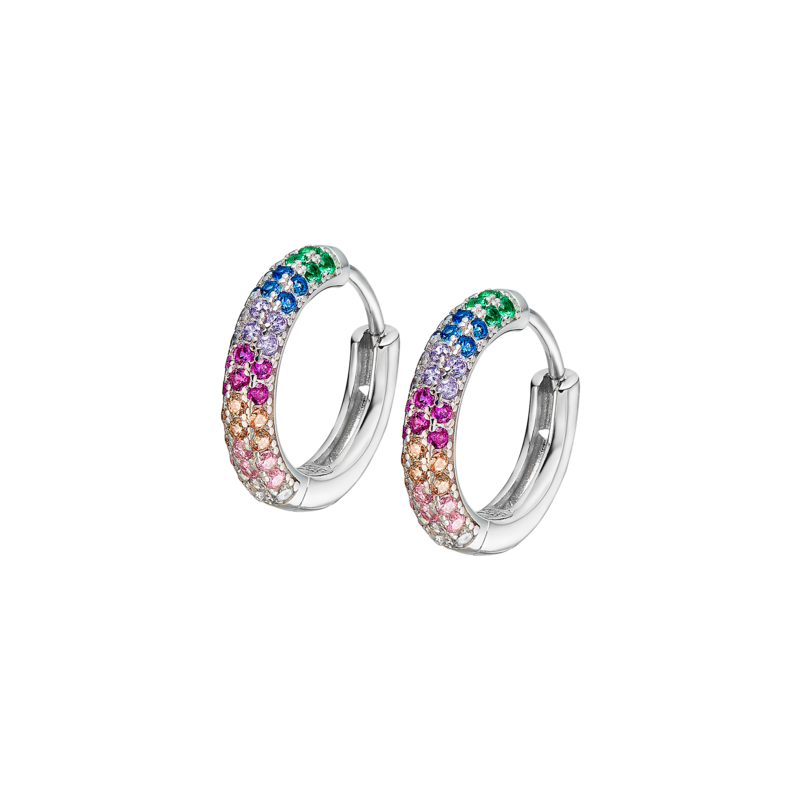 Orecchini Donna Lotus Silver LP3484-4/1 A Cerchio Con zirconi Multicolore