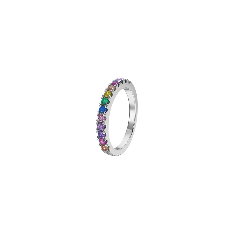 Anello Donna Lotus Silver Argento Tipo Veretta Con Zirconi Multicolore LP1993-3/110