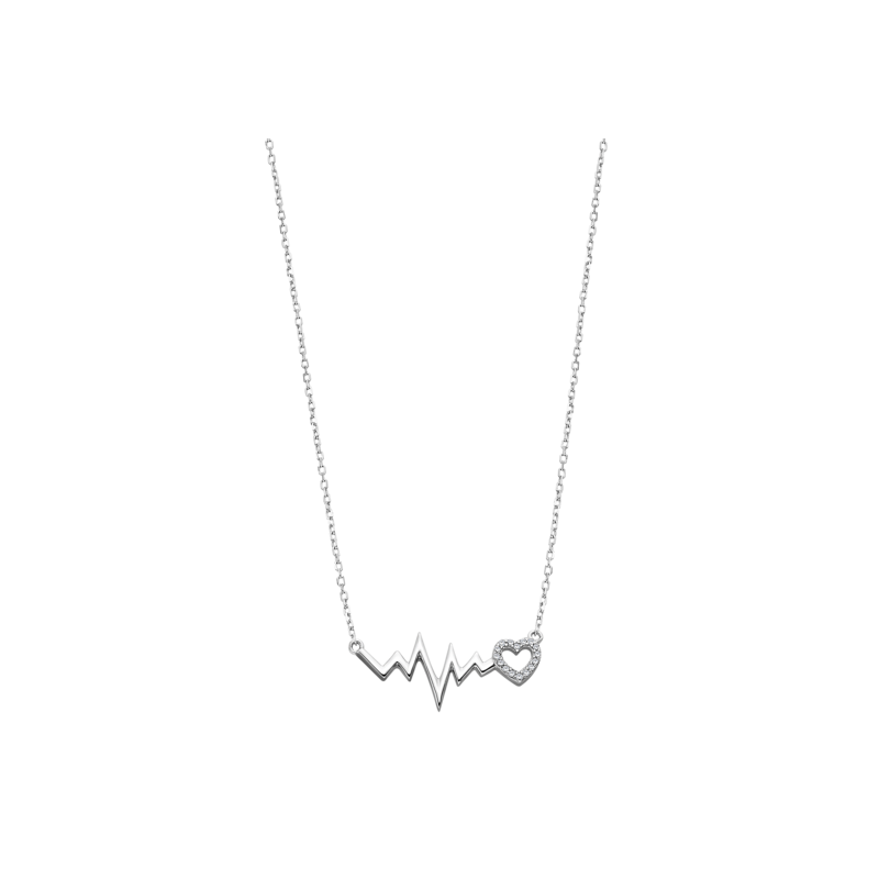 Collana Donna Lotus Silver in Argento Con Cuore e Zirconi LP3041-1/1