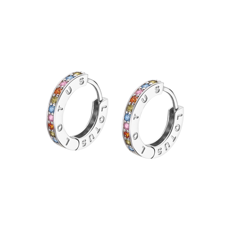 Orecchini Donna Lotus Silver in Argento a Cerchio Con Zirconi Multicolore LP1887-4/5
