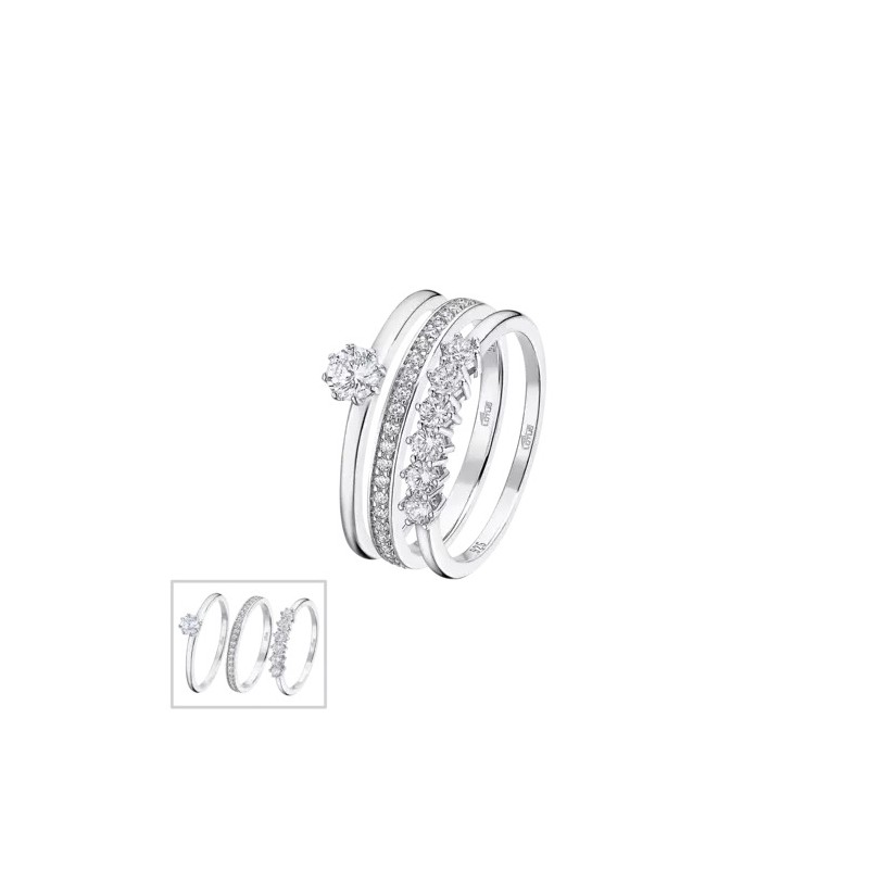 Anello Donna Lotus Silver LP3510-3/116 In Argento A Trio Con Zirconi Misura 16