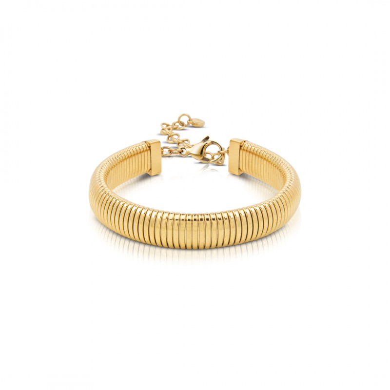 Bracciale Donna Opsobjects OPSBR-807 In Acciaio Dorato Tipo Tubo Gas Schiacciato