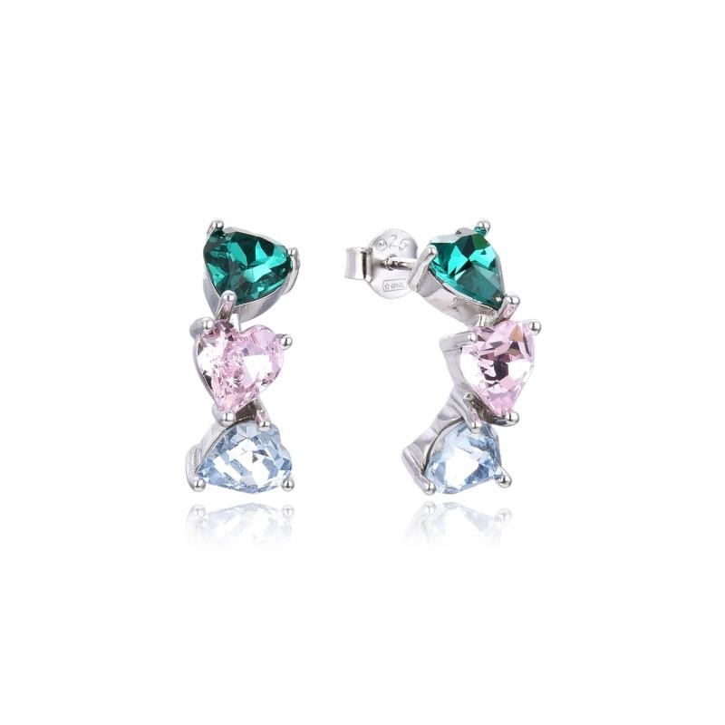 Orecchini Donna Trova Gioielli Con Pietre A Forma Di Cuore Multicolore 7763-C1