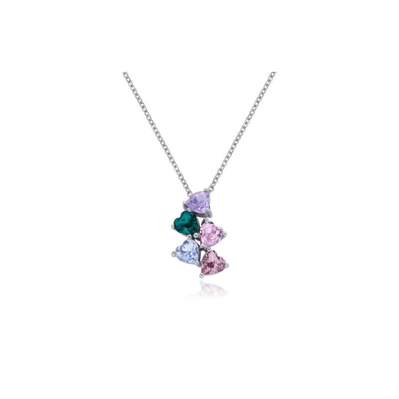 Collana Donna Trova Gioielli Con Pendente Con Pietre A Cuore Multicolore 7768-C1