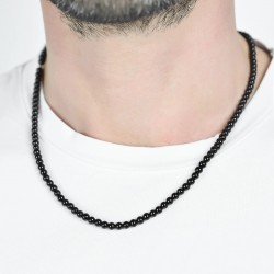 Collana Unisex Luca Barra CL298 In Acciaio Con Perle Sintetiche Nere