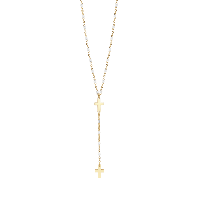 Collana Donna Luca Barra In Acciaio Dorato Con Doppia Croce CK1834