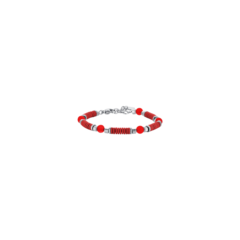 Bracciale Bimba Luca Barra In Acciaio Con Pietre Rosse JB147