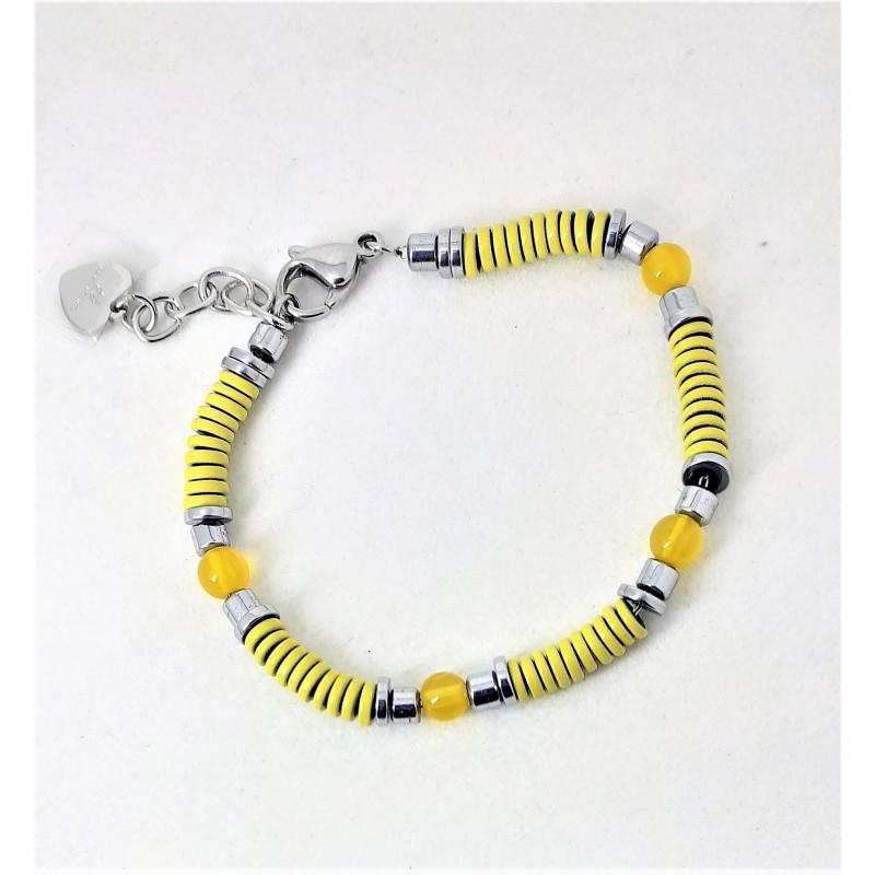 Bracciale Bimba Luca Barra In Acciaio Con Pietre Gialle JB144