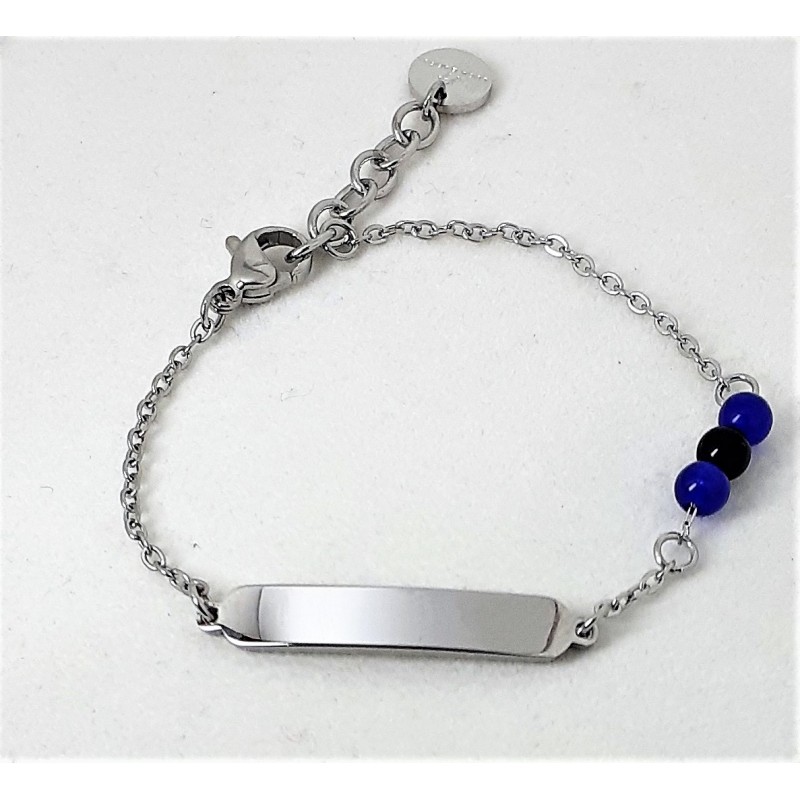 Bracciale Bimbo Luca Barra In Acciaio Con Sfere Blu E Nere JB157