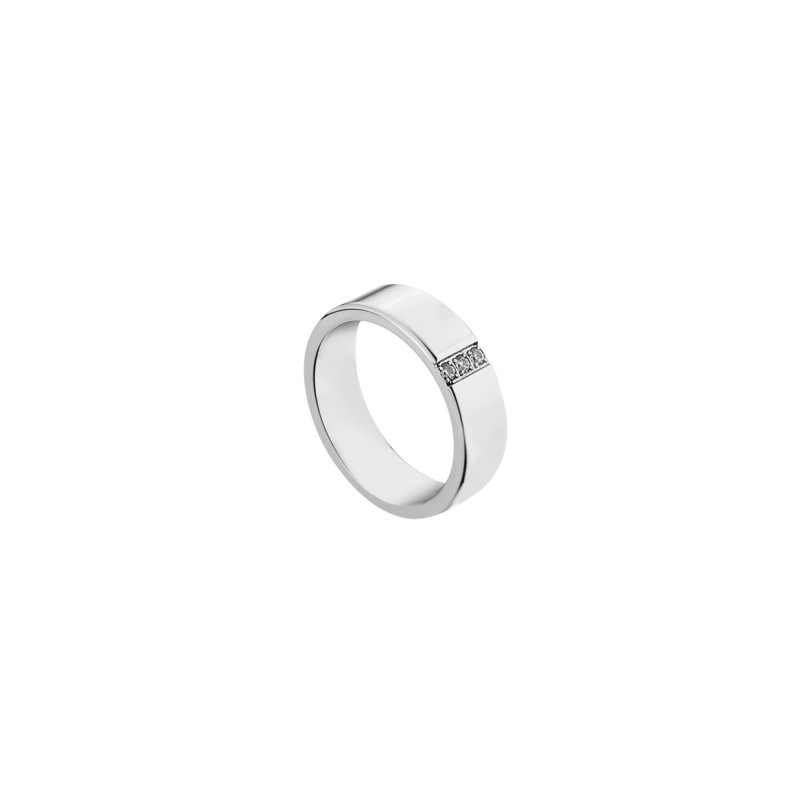 Anello Uomo Luca Barra In Acciaio A Fascia Con Zirconi AN129.27