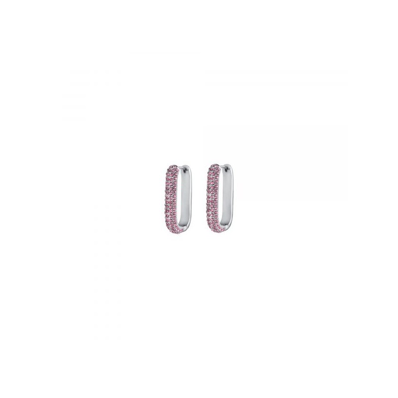 Orecchini Donna Luca Barra A Cerchio Ovale Con Cristalli Rosa OK1245